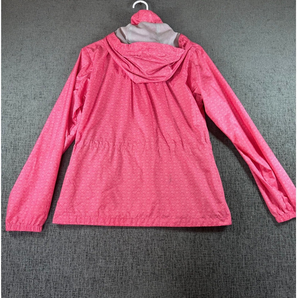 Columbia Pink Geometric Pattern Hooded Windbreaker Jacket Womens Medium 1625861 - Picture 10 of 13